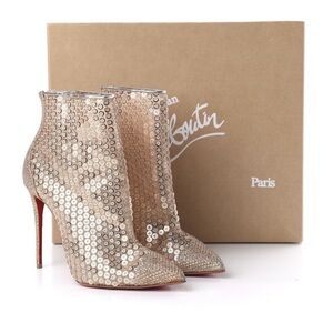 Christian Louboutin Gold Sequin Ankle Boots
